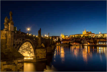 Poster Karlsbrücke in Prag bei Nacht