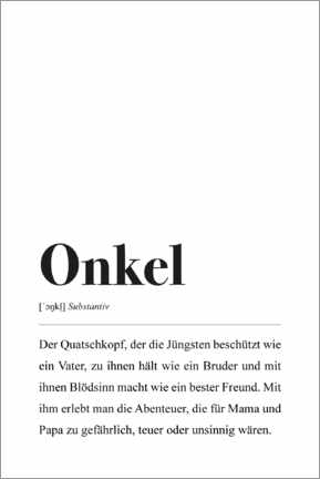 Plakat Definisjon av onkel (tysk)