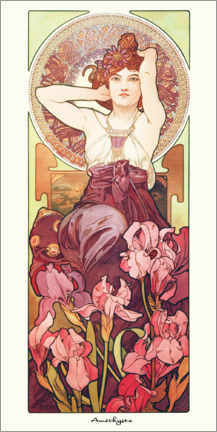 Poster  Die Edelsteine - Amethyst (Améthyste) - Alfons Mucha