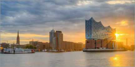 Aluminiumsbilde  Elbphilharmonie in Hamburg Panorama - Michael Valjak