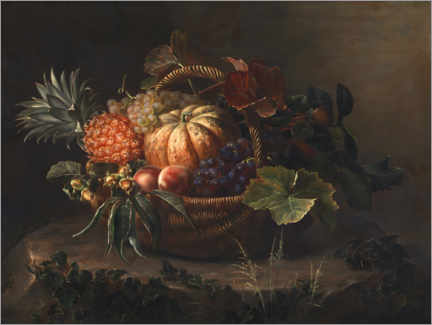 Tavla  A fruit basket on a stump - Johan Laurentz Jensen