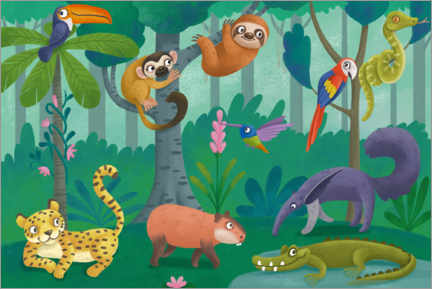 Wall print Tropical forest creatures - Leonora Camusso
