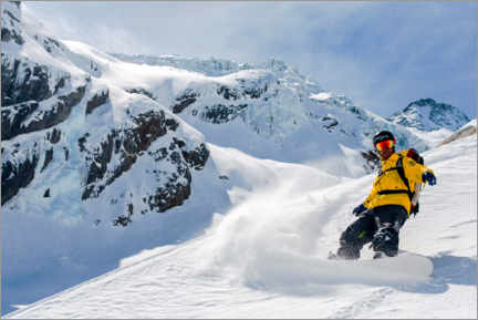 Wandbild  Snowboarder im Tiefschnee - Roland Hemmi