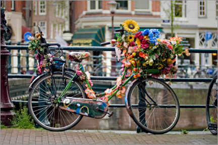 Poster Mit Blumen geschmücktes Fahrrad in Amsterdam