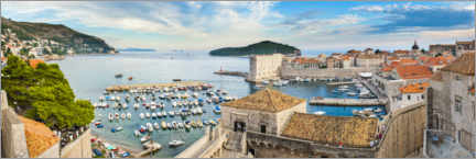 Tableau  Le port de la vieille ville de Dubrovnik et les remparts de la ville, Croatie - Matthew Williams-Ellis