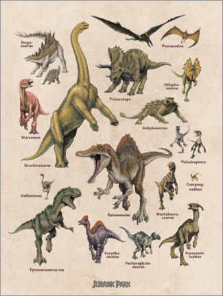Hout print  Jurassic Park - Dinosaurs
