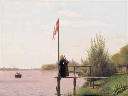 Plakat  A view of lake Sortedam from Dosseringen looking towards Nørrebro - Christen Købke
