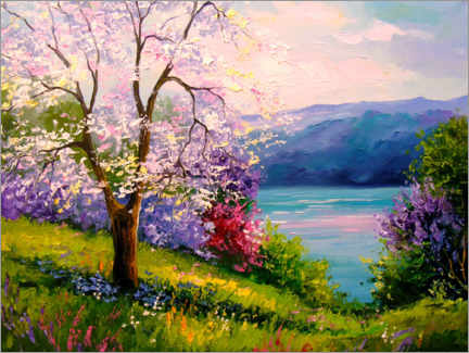 Wandbild  Kirschblüte am Ufer - Olha Darchuk