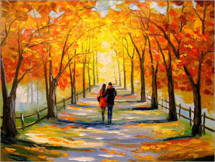 Wandbild  Herbstspaziergang im Park - Olha Darchuk