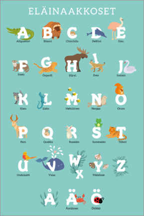 Póster Alfabeto de animales (finlandés) - Kidz Collection
