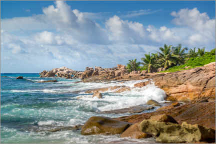 Poster Seychelles coastal landscape in the Indian Ocean
