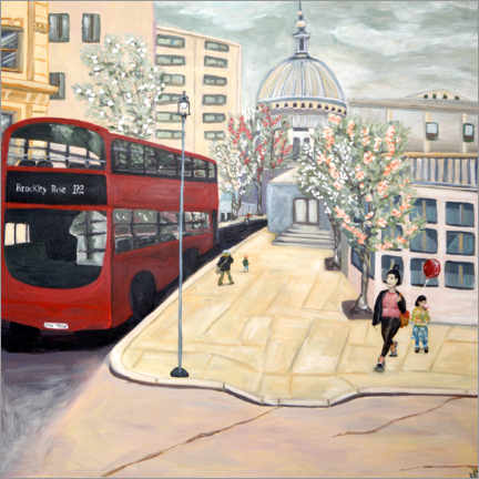 Wall print  Red Bus London - Deborah Eve Alastra