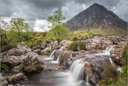 Plakat Waterfall in Glen Etive, Highlands, Scotland