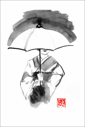 Poster Geisha umbrella