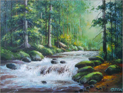 Tableau Rivière dans la forêt - Ludmila Gittel