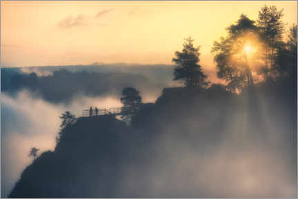Wandbild Lichtblick im Nebelmeer (Bastei) - Dirk Wiemer