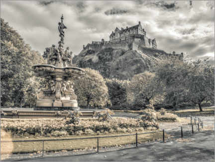 Póster Edinburgh in grey and sepia