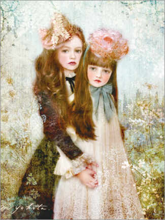 Wall print  The rosy hat and the green ribbon - Miharu Yokota