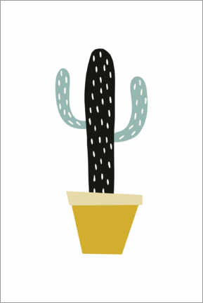 Poster Cactus in a yellow pot