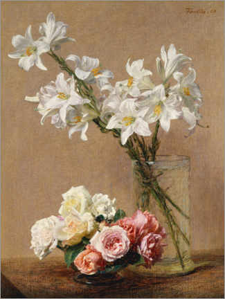 Poster Roses and lilies