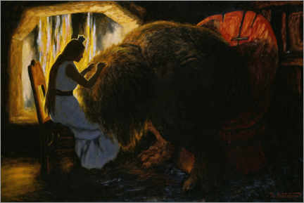 Print  Princess picks lice from the troll - Theodor Kittelsen