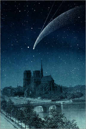 Poster Donati's comet over Notre-Dame, 1858