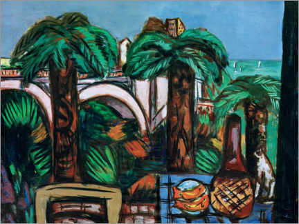 Tableau Paysage avec trois palmiers. Beaulieu - Max Beckmann