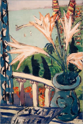 Wall print  View of Menton with a lily pot - Max Beckmann