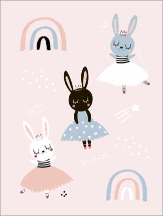Wood print  Prima Bunny ballerinas - Kidz Collection