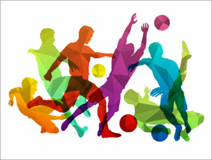 Poster Soccer Players Colourful Silhouettes I