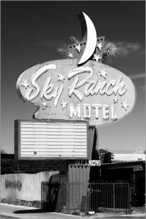 Tableau sur toile Nevada noir - Vegas Sky Ranch Motel - Philippe HUGONNARD