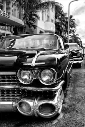 Poster Floride noire - voitures rétro de Miami