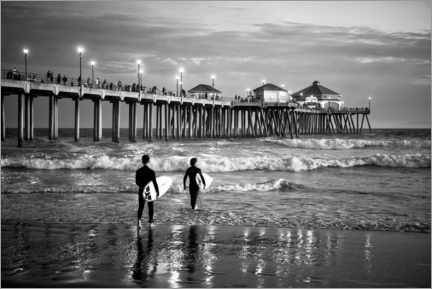 Poster Black California - Huntington Beach Surf City