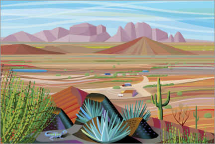 Tableau  Paysage du désert de l&#039;Arizona - Charles Harker