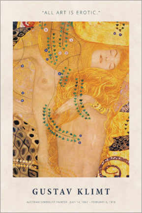 Stampa su alluminio  All Art Is Erotic - Gustav Klimt