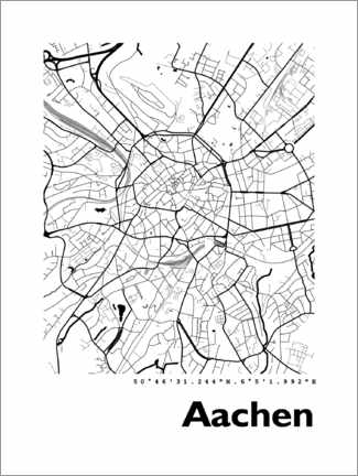 Plakat Aachen city map