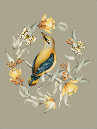 Poster Floral with bird III