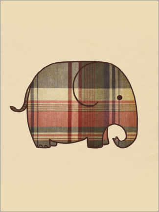 Poster Karierter Elefant