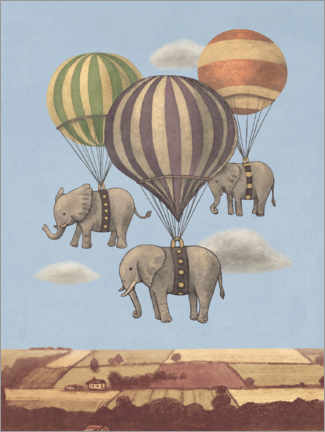 Akryylilasitaulu  Flight of the Elephants - Terry Fan