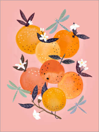Poster  7 oranges et 3 libellules - Elisandra Sevenstar