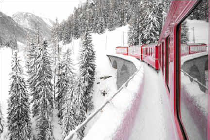 Poster Roter Bernina Expresszug, Schweiz