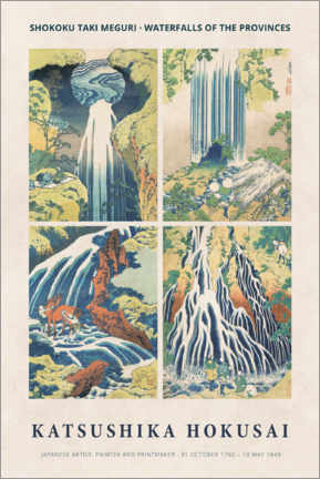 Akryylilasitaulu  Shokoku Taki Meguri - Waterfalls of the Provinces - Katsushika Hokusai