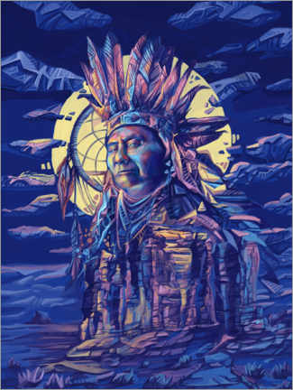 Wall print  Joseph Nose Pierces Native Portrait - Artbase79