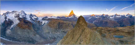 Poster  Breithorn et sommets du Cervin au coucher du soleil, Zermatt, Suisse - Roberto Sysa Moiola