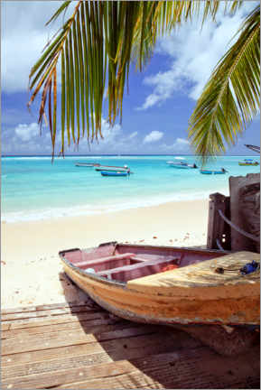 Lærredsbillede  Boat at shore, Barbados - Matteo Colombo