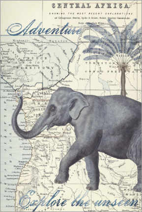 Póster Aventura de elefantes africanos
