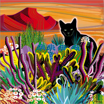 Wandbild  Katze im Wüstengarten - Charles Harker