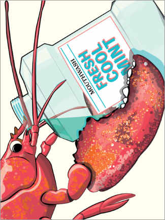 Poster Lobster drinks mouthwash