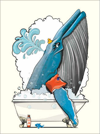 Poster Blauwal unter der Dusche