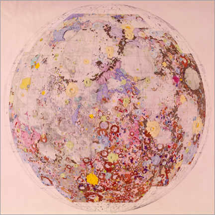 Cuadro de aluminio Mapa geológico de la luna - NASA